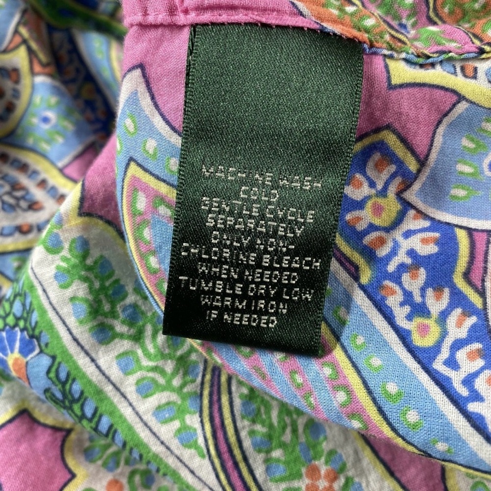 Lauren Ralph Lauren Shirt Womens 1X Plus Multicolor Paisley 3/4 Sleeve Button Up - Picture 5 of 6